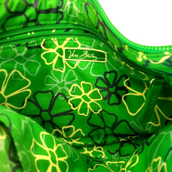 Vera Bradley Green Quilted Shoulder Bag Floral Interior Metal Accents for Women - Picture 4 of 7